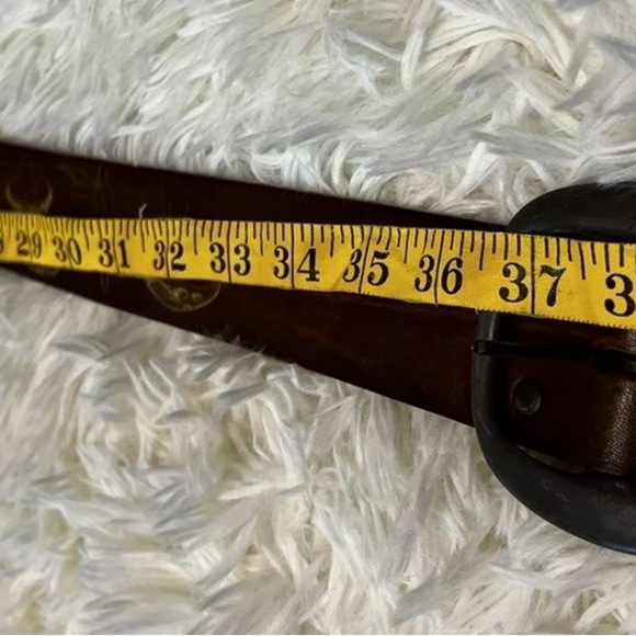 Vintage Latigo Cowhide Handtooled Painted Mushroom Belt, Size 34, Preowned - Picture 11 of 14